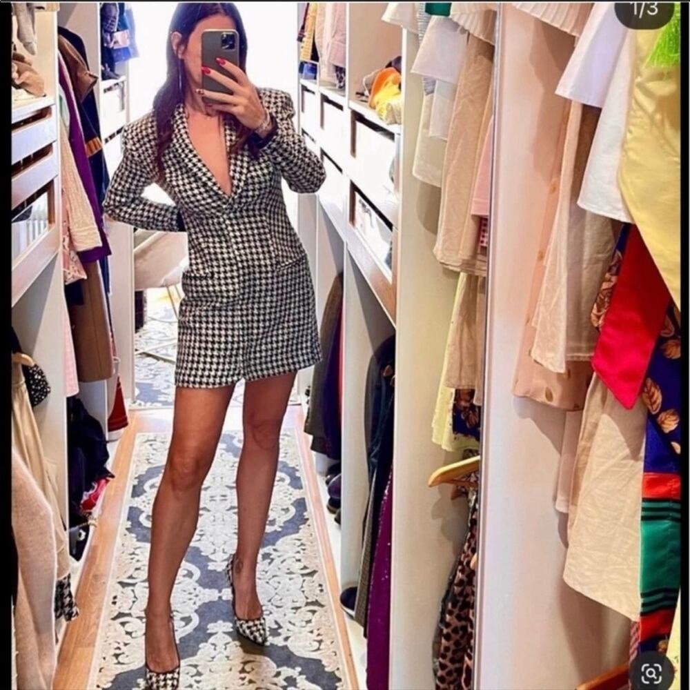 ZARA BLOGGER FAVORITE STRUCTURED BLAZER DRESS BLACK / WHITE - Picture 13 of 14